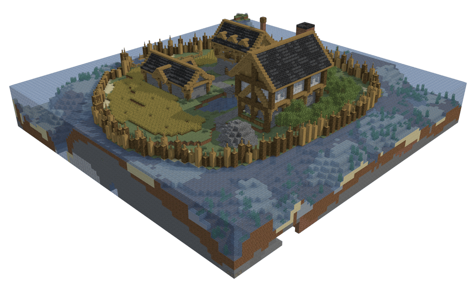 Hc4 Starterbase: Fortified Island Base with Tudor Manor and Farm - 3/4 right