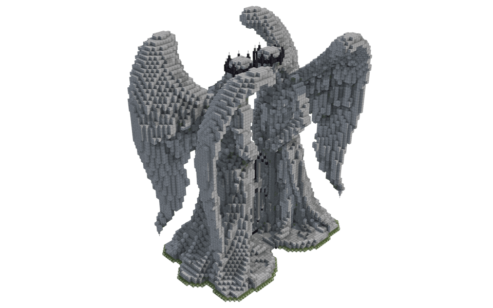 Stone Guardian Angel Statue - 3/4 right