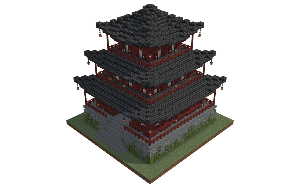 Four-Tiered Japanese Pagoda - 3/4 right